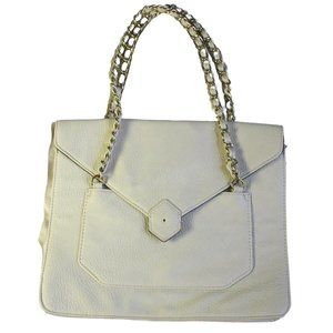 Olivia + Joy White Cream Gold Flap Handbag Purse